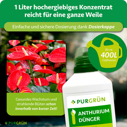 Ein Liter hochergiebiges Konzentrat reicht für ca. 400 Liter Gießwasser und lässt sich dank Dosierkappe einfach und sicher dosieren.
