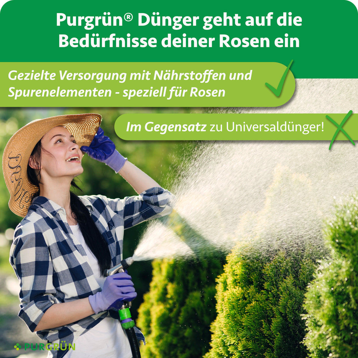 Gezielte Versorgung mit Nährstoffen und Spurenelementen speziell für Rosen, im Gegensatz zu Universaldünger.