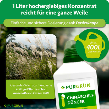 1 Liter hochergiebiges Konzentrat reicht für ca. 400 Liter Gießwasser; die Dosierkappe ermöglicht eine einfache und sichere Dosierung.