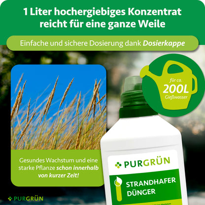 Ein Liter hochergiebiges Konzentrat reicht für ca. 200 Liter Gießwasser; die Dosierkappe ermöglicht eine einfache und sichere Dosierung.