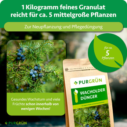 1 Kilogramm feines Granulat reicht für ca. 5 mittelgroße Pflanzen zur Neupflanzung und Pflegedüngung; gesundes Wachstum und viele Früchte schon innerhalb weniger Wochen.